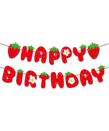 Nenluny Strawberry Happy Birthday Banner Strawberry Cake Toppers Strawberry Balloons Cupcake Toppers for Berry Sweet Birthday Party Decorations - Buy Online on GoSupps.com