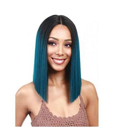 Buy Short Straight Lace Front Wig - Black Green Gradient Hairpiece for Ladies | Perfect for Daily Wear Halloween & Cosplay - 12/14 Inch - Buy Online on GoSupps.com