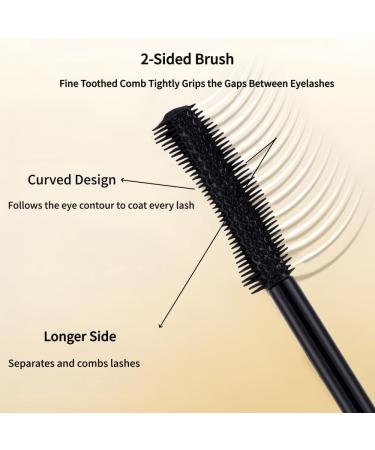 Waterproof mascara with 2sided brush lengthening and thickening long lasting easy to remove precision brush black - Buy Online on GoSupps.com