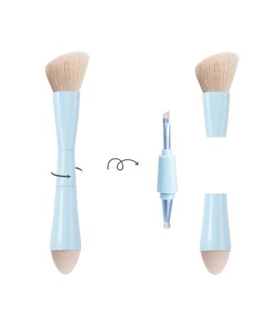 Portable 4-in-1 Aoowu Makeup Brush Set - Double-Sided Cosmetic Brushes for Concealer Eyeshadow Rouge & Foundation - Blue - Buy Online on GoSupps.com