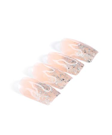 Brishow Short Artificial Flame Press On Nails - 24pcs Sparkle Set for Women & Girls | International Shipping Available - Buy Online on GoSupps.com