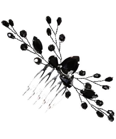 Housoutil Black Crystal Hair Accessories Black Hair Grips Bridesmaid Hair Accessories Decorative Hair Clips Crystal Hair Clips Hair Accessories for Bride Alloy Hair Comb Grace Miss