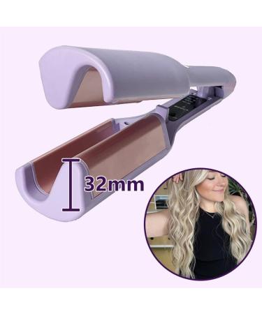 Double Barrel Curling Iron Wand - Fast Heating 32mm Hair Curler for Wavy Hair | Dual Voltage | Perfect for Medium & Long Hair - Purple - Buy Online on GoSupps.com