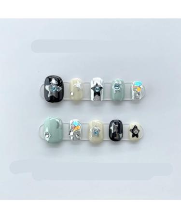 Detachable Handmade false nails with design dopamine bubble love girl press on Nail enhancement false nails (Color : 15 Size : S)