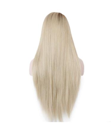 SHIYID Glueless Long Straight Ombre Wig - High Temperature Fiber Brown to Blonde Lace Front for White Women - Buy Online on GoSupps.com