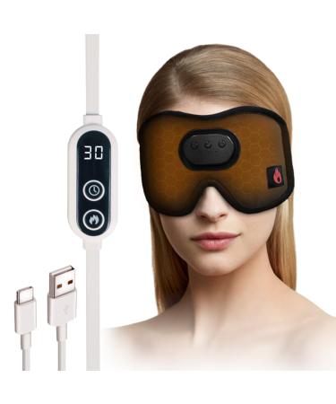 Heated Eye Mask with Bluetooth Headphones SYPVRY Wireless Sleep Eye Mask Headphones for Sleeping with Temperature & Timer Control Warm Eye Compress USB Heated Mask for Dry Eyes Style Black