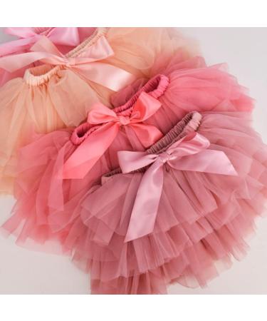 PythJooh Baby Girl Tutu Bloomers Set | Ruffle Pettiskirt & Headband | Nappy Cover | Photo Props | 0-6 Months | Dusty Rose - Buy Online on GoSupps.com