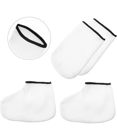minkissy 6 Pairs Hand and Foot Mask Paraffin Wax Bath Gloves Wax Liner for Hands Wax Socks Wax Tools Foot Covers Manicure Gloves Foot Spa Covers Thicken Sock Cover Knitted Fabric White - Buy Online on GoSupps.com