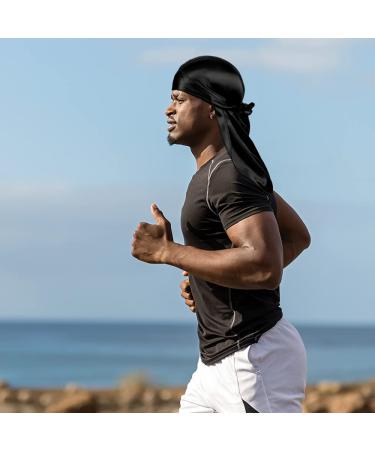DACKRITO Premium Satin Durag Pack - 2 Pieces Silky Doo Rag Set for Men and Women - Long Tail for 360 Waves - Black (Pack of 2) - Buy Online on GoSupps.com