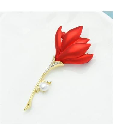 Pin Jewelry Gifts for Women Ladies Fashion Accessories Ladies Elegant Enamel Red Brooch Magnolia Flower Brooch Party Banquet Brooch Brooches & Pins - Buy Online on GoSupps.com