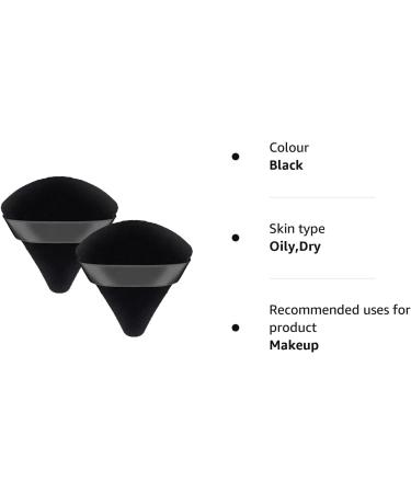 Patelai 2 Pcs Triangle Powder Puff Makeup Sponges with Strap - Soft, Reusable, Wet/Dry - Black - Buy Online on GoSupps.com