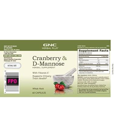 GNC Herbal Plus Cranberry D-Mannose 60 Capsules - Urinary Tract Support - Buy Online on GoSupps.com