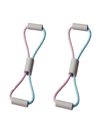 2 pcs 8 Shape Tensioner Stretch with Shoulder Arm Elastic Band for Chest Expansion Exercises Yoga Home Exercises. New (Powder Blue/Powder Gray)