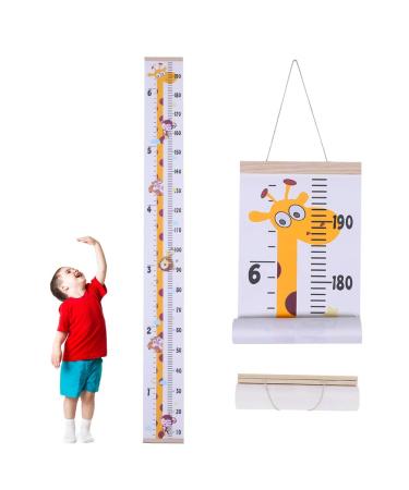 Baby Height Growth Chart Wall Hanging Measuring Ruler for Kids Removable Canvas and Wood Wall Ruler Bedroom Nursery Wall Decoration