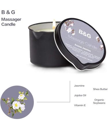 B & G Jasmine Massage Candle 6.5oz - Luxurious Aromatherapy Essential Oil for Relaxing Home Spa & Body Massage - Moisturizing Scented Candle - Buy Online on GoSupps.com