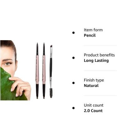 HeyBeauty Double Ended Eyebrow Pencil with Brow Brush - Dark Brown (2 Pack) - Buy Online on GoSupps.com