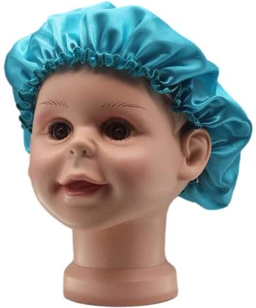 2 Pcs Wide Band Satin Hair Bonnet for Sleeping - Soft Night Sleep Hat for Curly Hair Protection in Blue - Buy Online on GoSupps.com