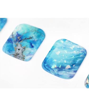 Zinipin Gellight Semi-Cured Gel Pedicure Strips - 30 Pedi Wraps with Cleanser Pads, Stick & File - Blue Marble Art - Buy Online on GoSupps.com