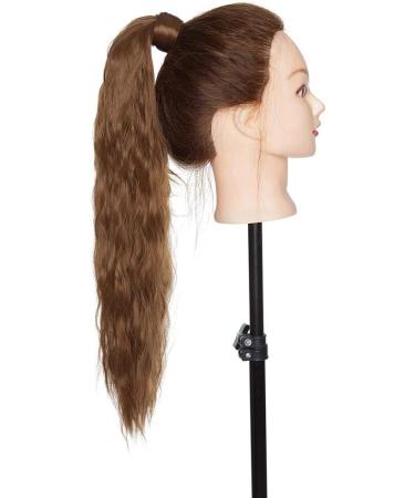 20 Inch Long Corn Wave Ponytail Clip in Hair Extensions - Light Brown Wrap Around Hairpiece for Women - Buy Online on GoSupps.com