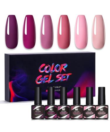 6Pcs Gel Nail Polish Set Gel Polish Glitter Kit for Manicure Nail Design Art Semi Permanent Varnish Hybrid Base Top Coat - (Color: MJ-6910)