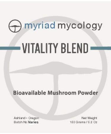 Myriad Mycology Vitality Blend - 10 Medicinal Mushroom Powders 5.2oz/150g - Lions Mane, Cordyceps, Reishi, Chaga, Maitake, Shiitake & More - Pack of 1 - Buy Online on GoSupps.com