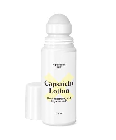 Supplement Spot No Pain Capsaicin Lotion  Arthritis Pain Relief Cream for Muscles & Joints  Deep Penetrating Roll On Pain Relief w/0.075% Capsaicin Cream  Odorless Joint Supplement (3 oz) 3 Fl Oz (Pack of 1)