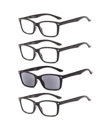 Suertree reading glasses 4 Stueck springs hinge visual aid sun reading glasses glasses reading aid for women men BM151TY 2.0X 2.0x diopttria 4PC