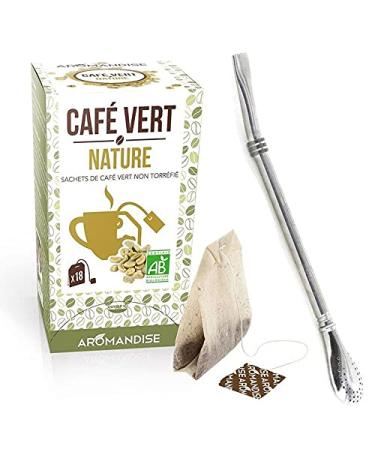Caf vert nature 18 sachets + paille inox avec filtre