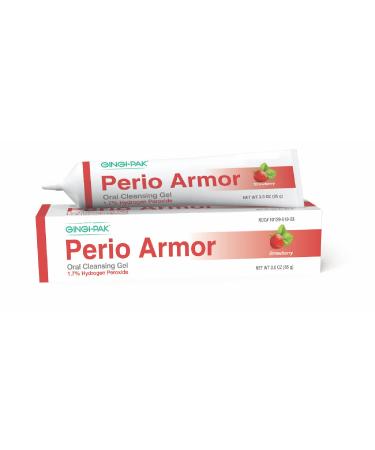 Perio Armor 1.7% HP Oral Cleansing Gel for Healthy Gums and A White Smile - Boost Whitening & Freshness with This Non-Invasive Treatment 3 oz Strawberry