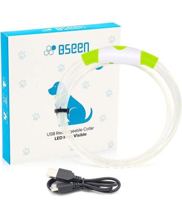 BSEEN LED Dog Collar Light - USB Rechargeable Glowing Collar for Small, Medium & Large Dogs in Green - Buy Online on GoSupps.com