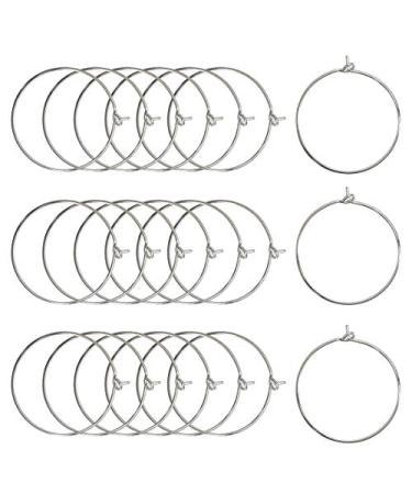 JIALEEY 100PCS Wine Glass Charm Rings 25mm Silver Plated Open Jump Ring Earring Beading Hoop for Jewelry Making Wedding Birthday Party Festival Favor