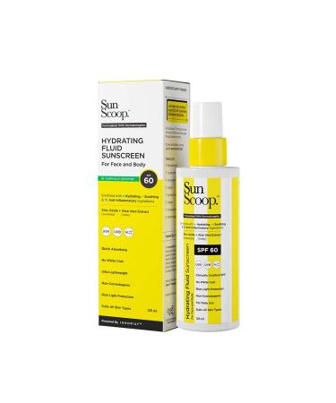 Hydrating Face & Body Fluid Sunscreen Spray | SPF 60 PA++++ | Water Resistant With Zinc Oxide | Broad Spectrum No White Cast Non-Comedogenic Quick Absorbing | For Men & Women | 125ml