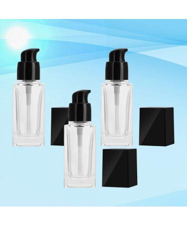 minkissy 3pcs Empty Glass Pump Bottles Square Cosmetic Bottles Refillable Makeup Dispensers for Foundation Lotion Cream 30ml (Black Cap) - Buy Online on GoSupps.com