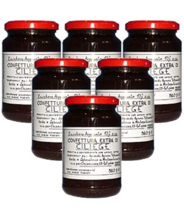 Extra cherry jam San Benedetto Montepulciano jam - Italian Artisan Product (6 pots 380 grams)