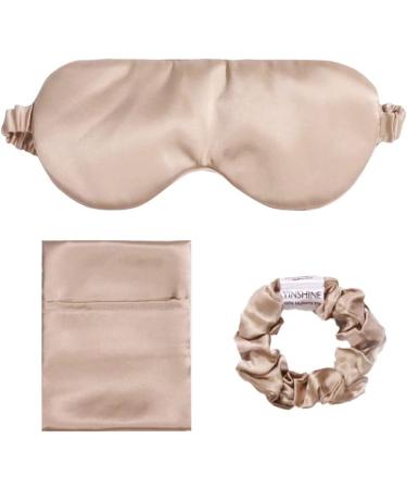 Luxury Silk Sleep Mask Set with Hair Scrunchies and Bags - 100% Pure Mulberry Silk 22 Momme - Gift Box Included (Champagne) - Buy Online on GoSupps.com