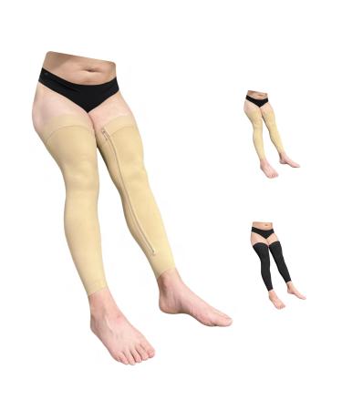 No Foot 20-30 mmHg Compression Inside Leg Zipper Wide Calf Thigh High (Nude Large-X-Large) Large-X-Large Nude