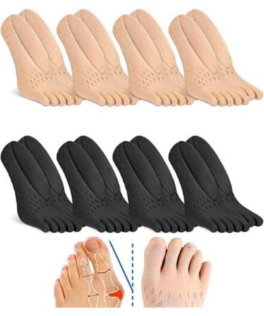 5/10 Pair Anti-Bunion Health Socks Strongjoints Bunion Relief Socks Women's Toe Socks Breathable Five Finger Split Toe Socks Relief Socks 5 pairs of beige