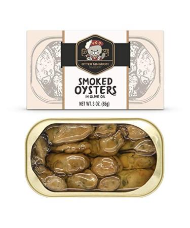 Otter Kingdom Premium Smoked Oysters in Pure Olive Oil, 3-Ounce Cans (Pack of 12)