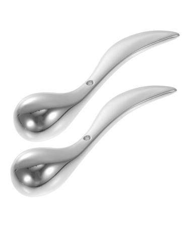 DOITOOL Lot de 2 B tonnets Masseur Yeux en Alliage de Zinc Argent Cuill res Soin Contour des Yeux Compactes pour Massage et Pr lever le Produit Soin Visage et Anti-rides Usage 7.1x1.8x1.2cm Argent