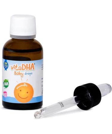  Omegor VitaDHA Baby Drops Omega 3 Children and Infants 0-2 Years (30 ml) Algae Oil with 100mg DHA and 400 IU Vitamin D3 Per Dose - Omega 3 Liquid Milk & Cream Flavour - Buy Online on GoSupps.com