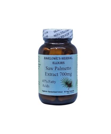 Saw Palmetto Extract | Prostate and Urinary Health Support | 45% Fatty Acids | 700mg Per Capsule | 60 Stearate-Free Veggie Capsules in Glass Bottles
