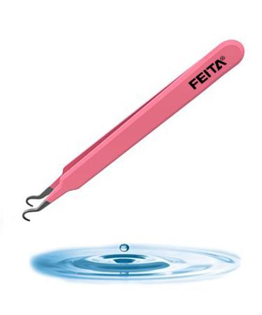 Blackhead Acne Extraction Tweezers - FEITA Pro & Surgical-Grade Stainless Steel Bend Curved Comedone Extractor Tweezer Tool for Remove Whitehead and Clogged Pores  Pimple - Pink
