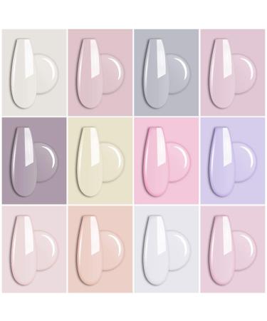 AIMEILI Sheer Gel Nail Polish Kit Set 3 - 12pcs X 8ml Milky White Sheer Pink Nude Soak Off Transparent Jelly Polish Set - Buy Online on GoSupps.com