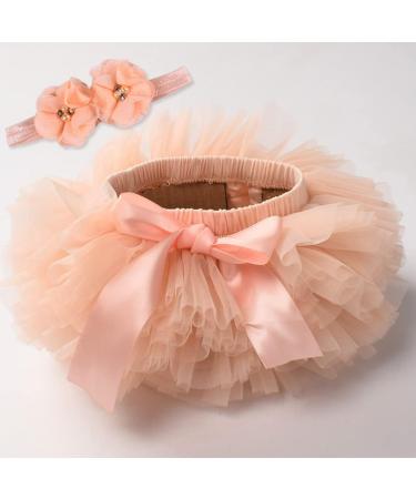 PythJooh Newborn Baby Girl Tutu Bloomers Skirt Headband Set - Petal Peach | 0-2 Years - Buy Online on GoSupps.com