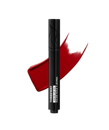 Deck of Scarlet Threeway Solid Lip Oil Vegan Formula With Hyaluronic Acid and Hydrating Oil Blend Glossy Finish - Scarlett Passion Scarlet Passion