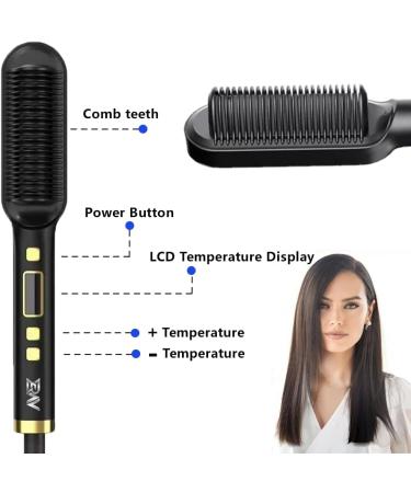 Ring Hair Straightener Comb - Dual Voltage Fast Heating Brush for Women | Black & Gold - Buy Online on GoSupps.com