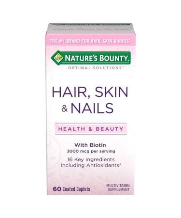 Nature's Bounty Optimal Solutions Hair Skin & Nails Formula 120 Coated Caplets (2 X 60 Count)