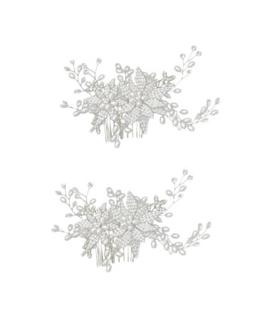 FRCOLOR Set of 2 headpieces for the bride bridesmaids headwear hair comb crystal hair comb bridal hair pin hair accessory for wedding bridal hair comb bridal hairstyles