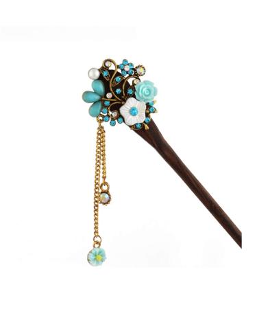 FRCOLOR Hair Chopstick Women Hanfu Hair Clips Women Chinese Barrettes Hair Chopsticks Wooden Hair Stick Asian Sticks for Hair Retro Hair Chopsitck Pin Crystal Women's Vintage