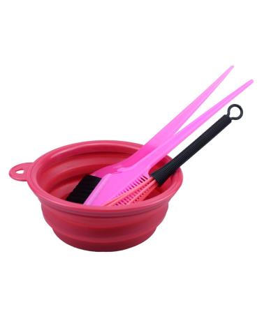 4PCS Hair Dye Kit - Tinting Bowl, Dyeing Brushes, Comb Mixer - DIY Hair Coloring Beauty Salon Tools Set in Pink - Buy Online on GoSupps.com
